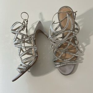 Gianni Bini rhinestone back tie cage heels